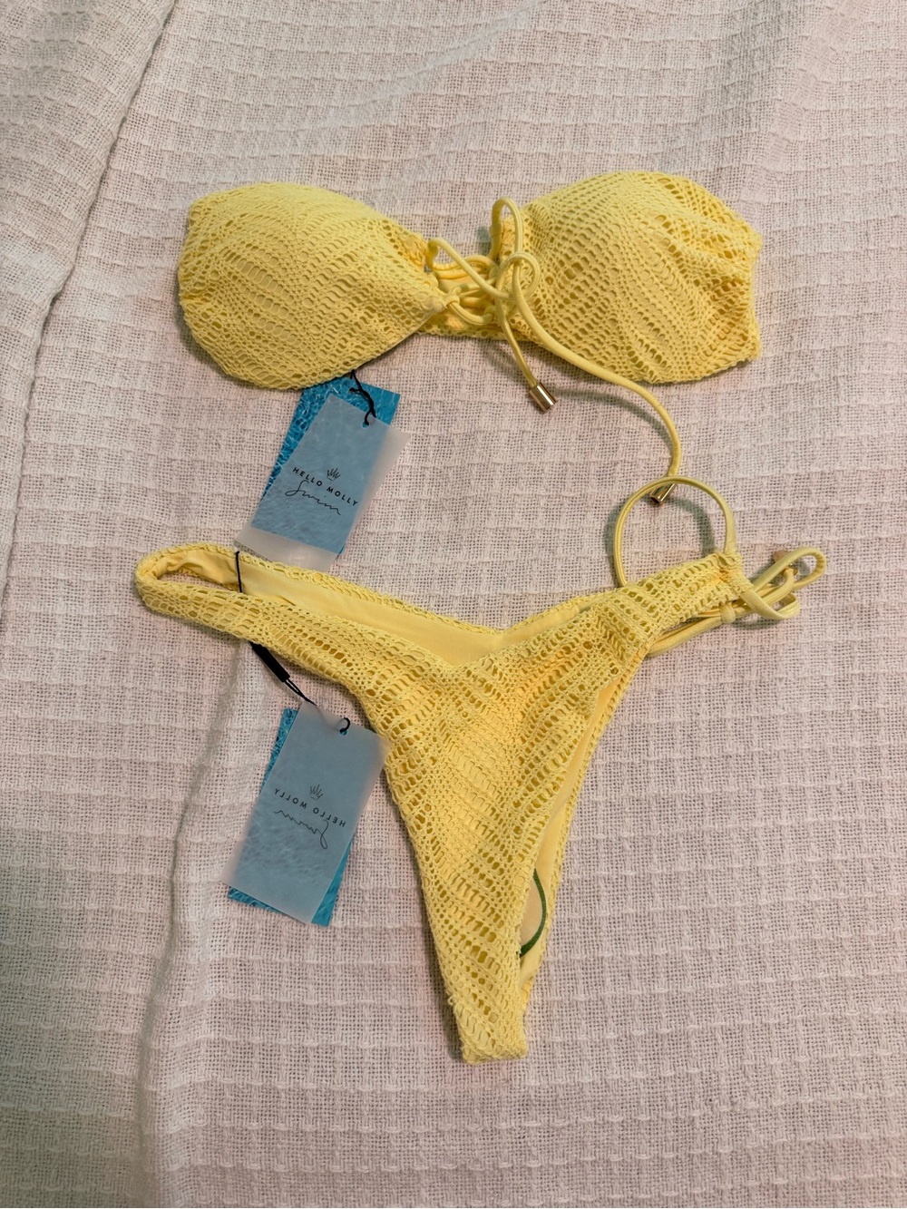 Hello Molly Yellow Crochet Swim Top
